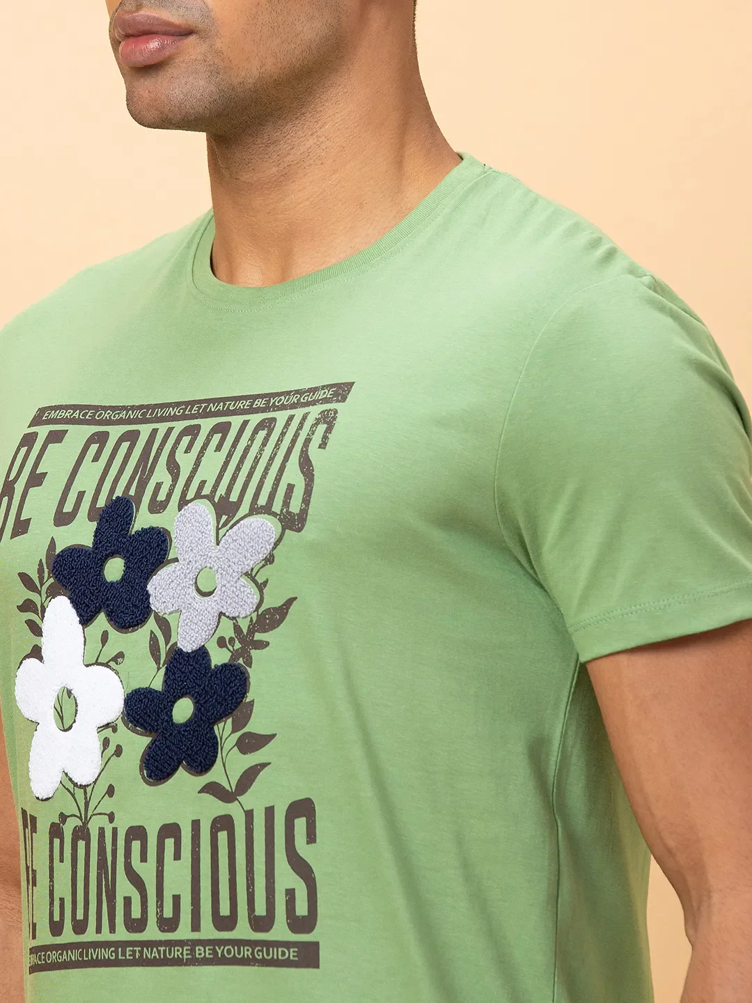 Fern Green Regular Fit Round Neck Men's T-Shirt by Being Human Clothing - Image 5
