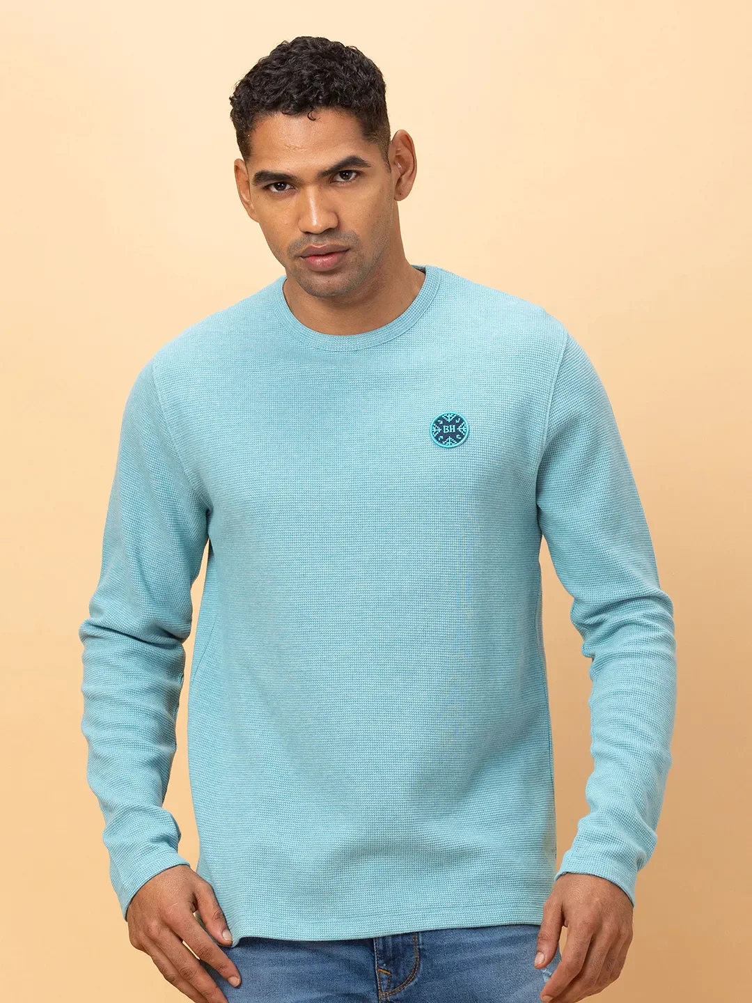 Green Regular Fit Round Neck Men's T-Shirt by Being Human Clothing