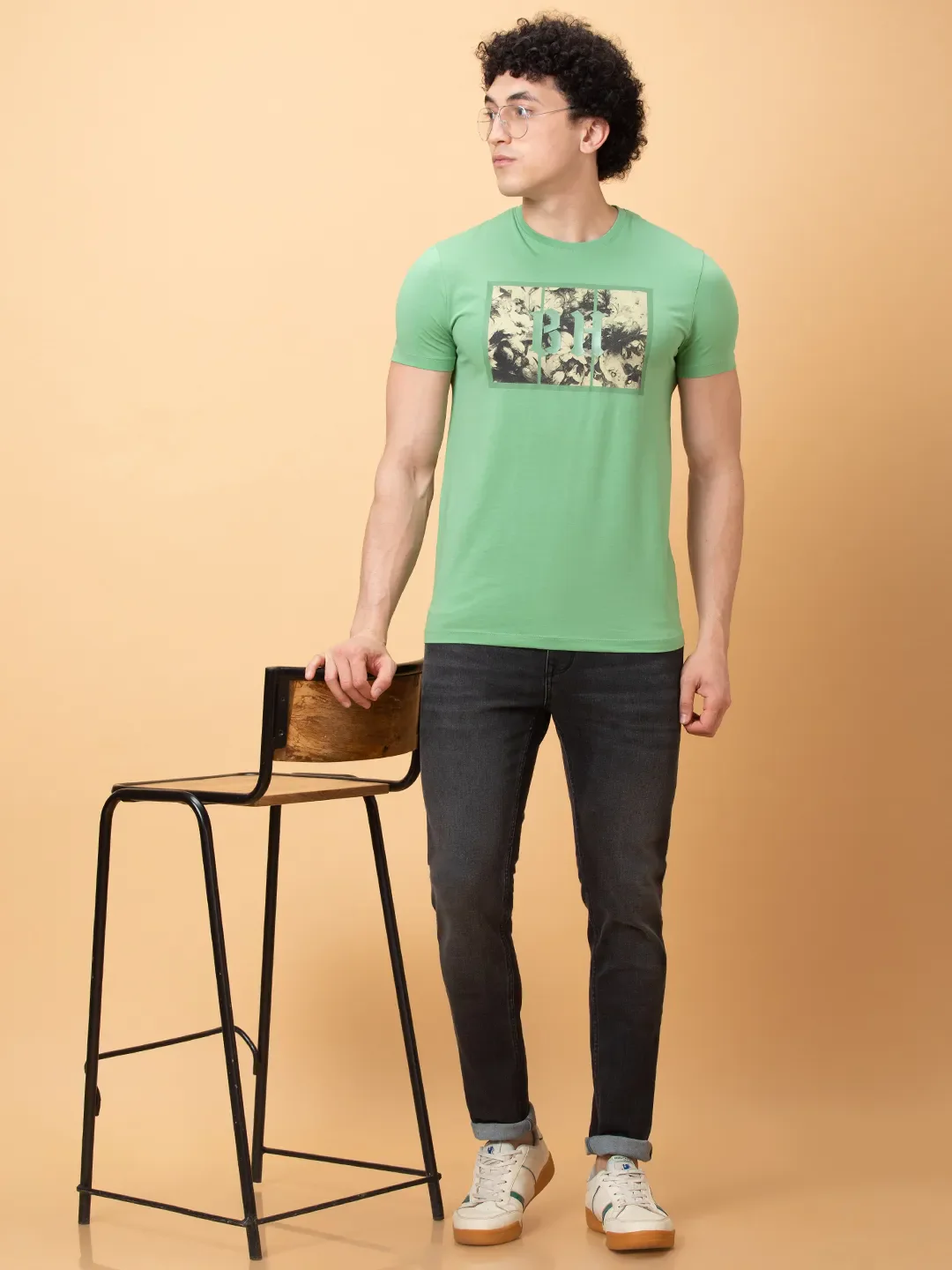 Green Regular Fit Round Neck Men's T-Shirt by Being Human Clothing - Image 6