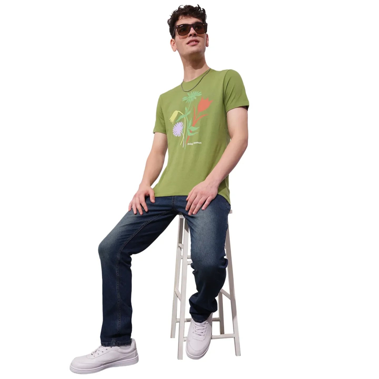 Green Regular Fit Men's Short Sleeves T-Shirt by Being Human Clothing - Image 4