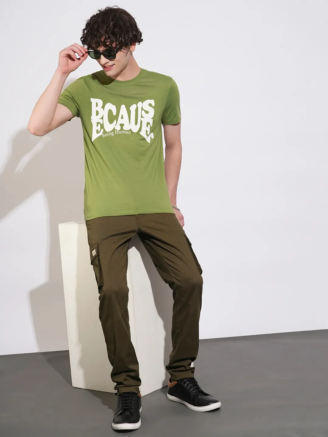Green Regular Fit Men's Short Sleeves T-Shirt by Being Human Clothing - Image 4