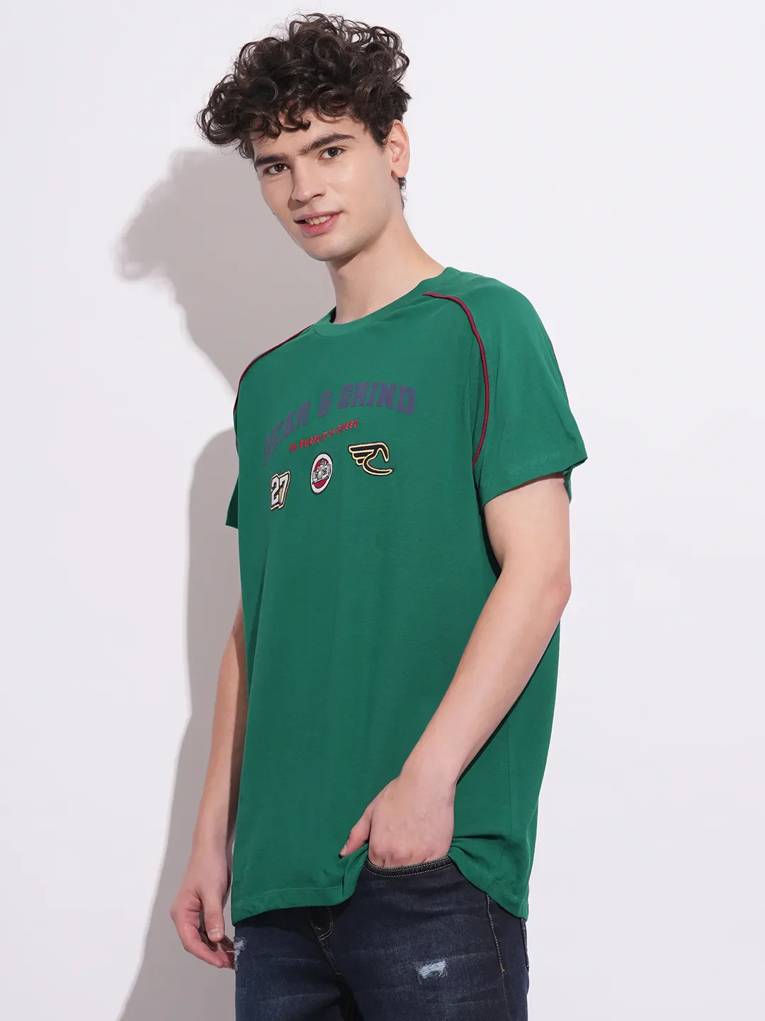 Green Lake Easy Fit Round Neck Men's T-Shirt by Being Human Clothing - Image 2