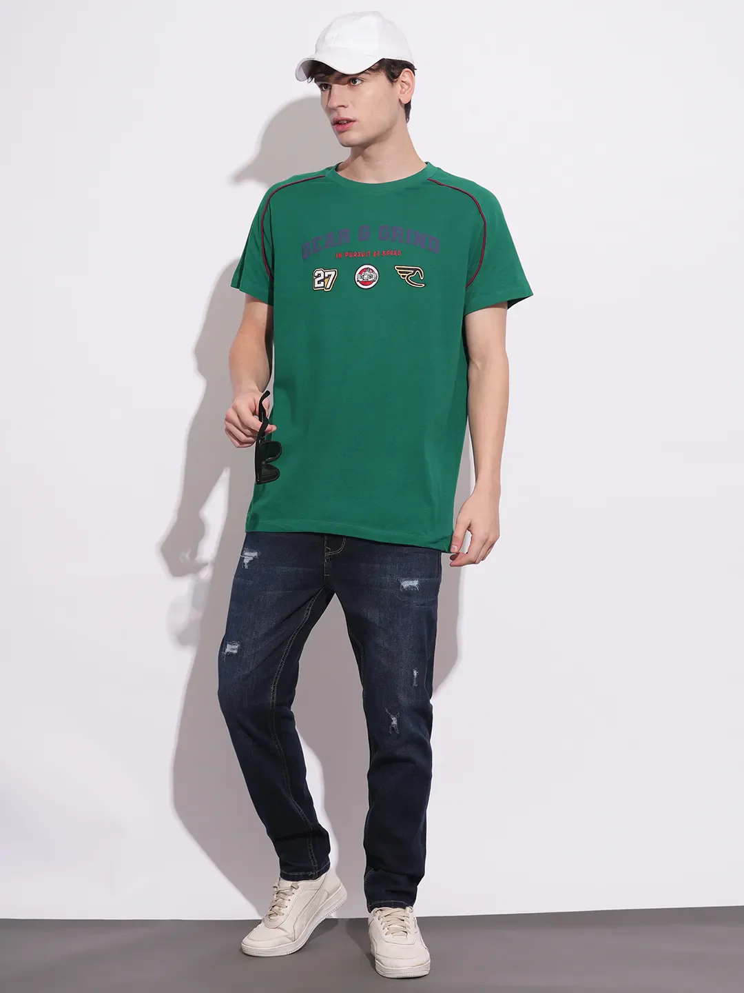 Green Lake Easy Fit Round Neck Men's T-Shirt by Being Human Clothing - Image 4