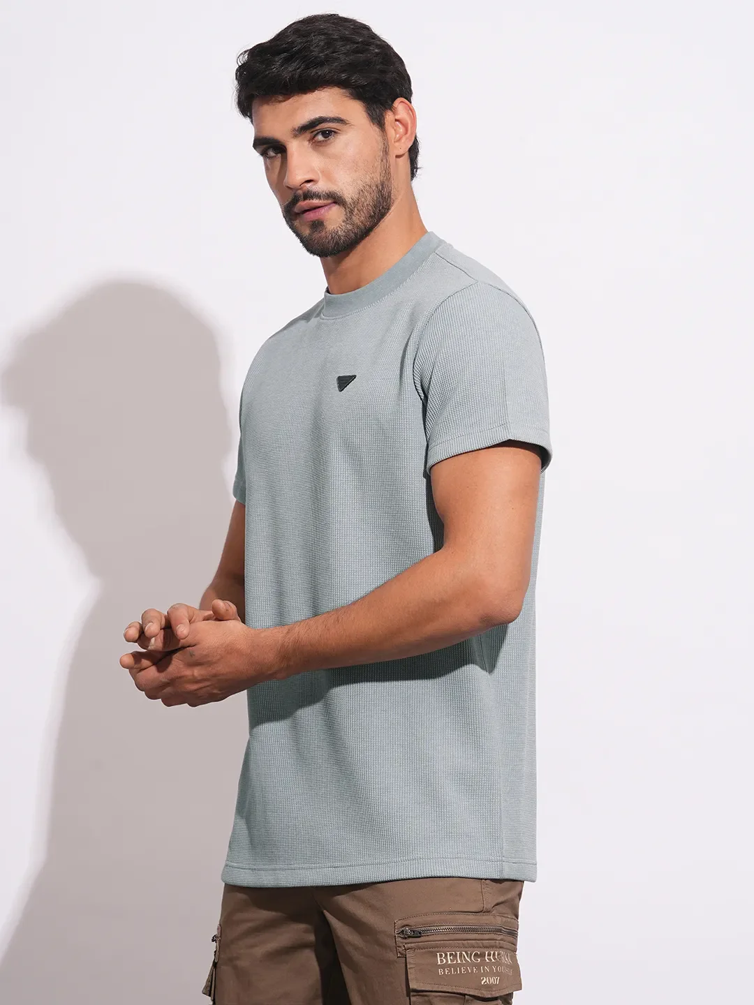 Grey Easy Fit Round Neck Men's T-Shirt by Being Human Clothing - Image 2