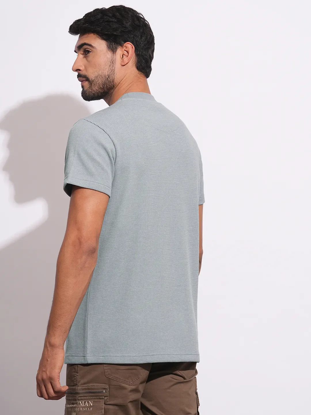 Grey Easy Fit Round Neck Men's T-Shirt by Being Human Clothing - Image 3