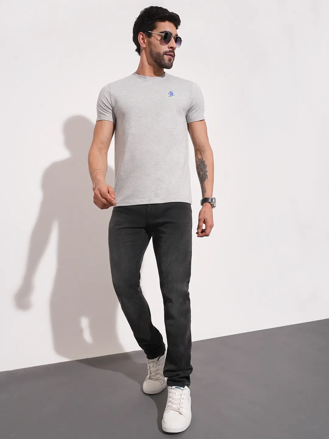 Grey Regular Fit Men's Short Sleeves T-Shirt by Being Human Clothing - Image 2