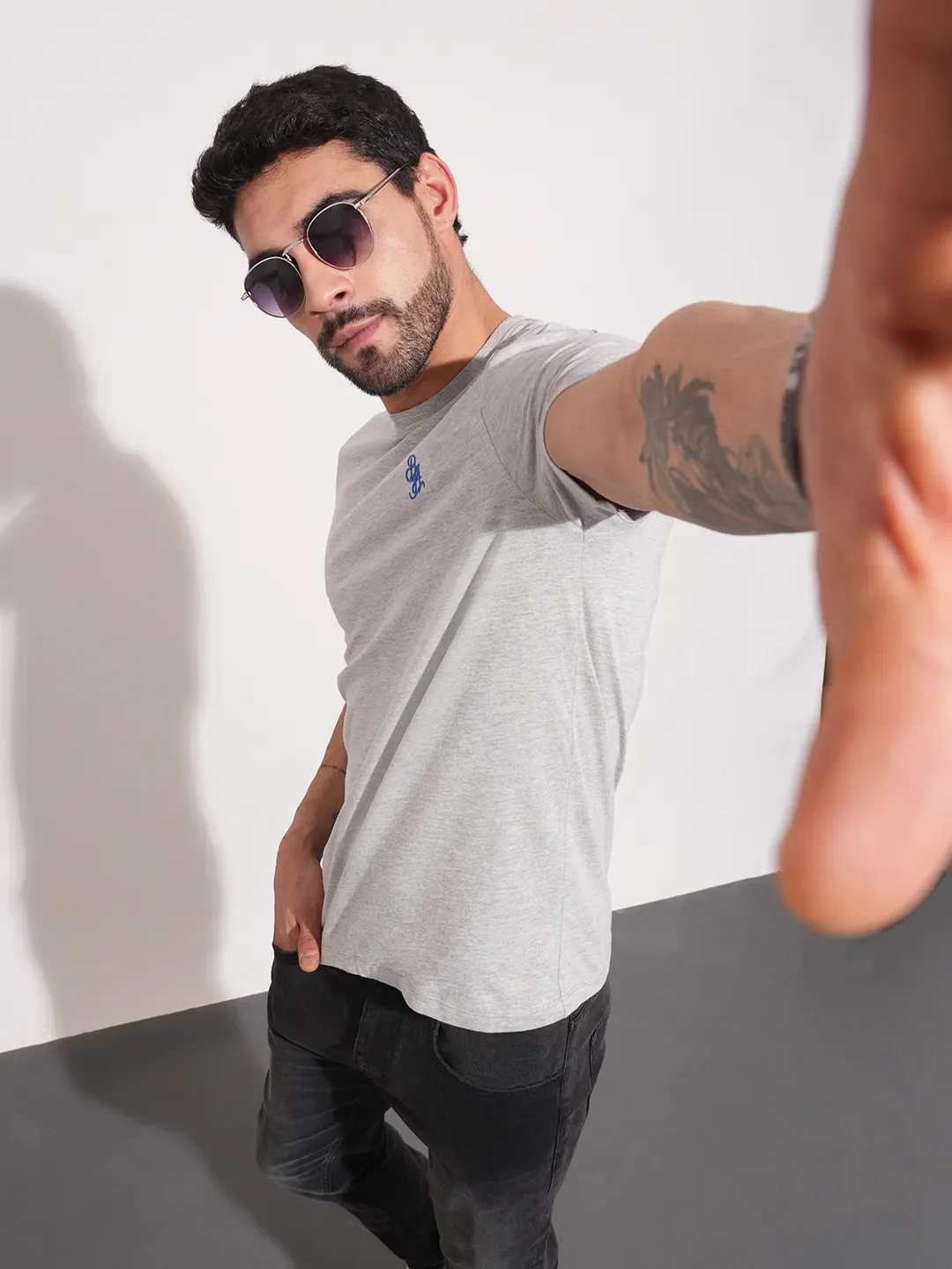 Grey Regular Fit Men's Short Sleeves T-Shirt by Being Human Clothing - Image 6