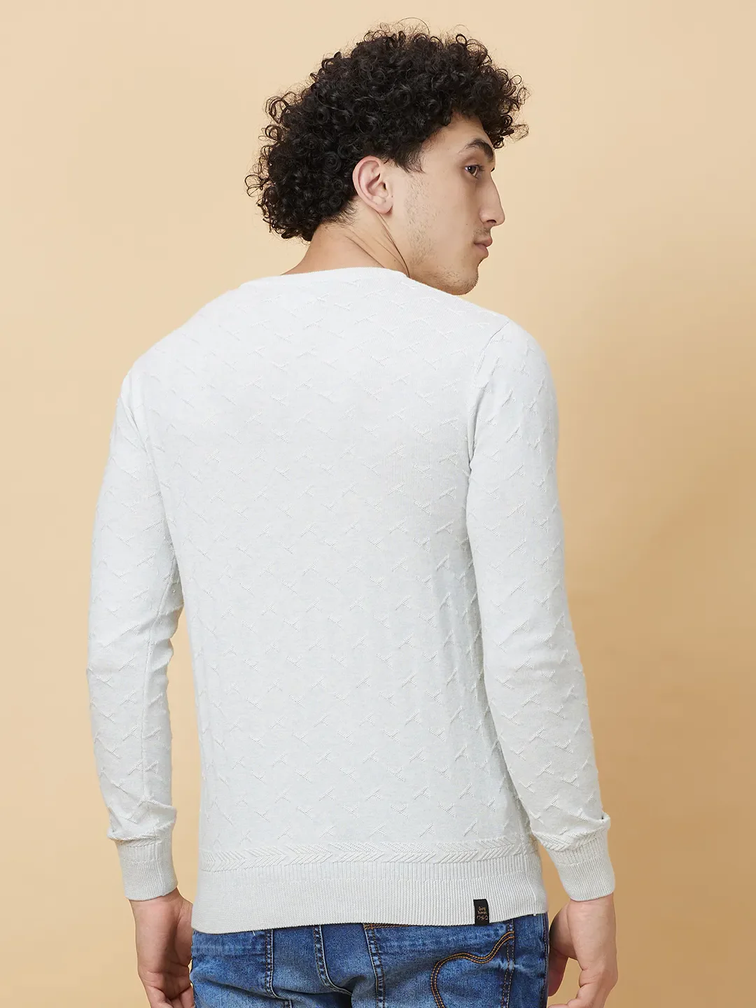 Grey Melange Regular Fit Round Neck Men's T-Shirt by Being Human Clothing - Image 3