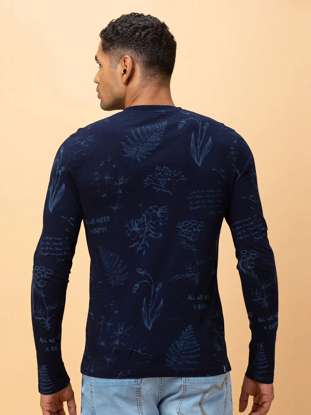 Indigo Regular Fit Round Neck Men's T-Shirt by Being Human Clothing - Image 3