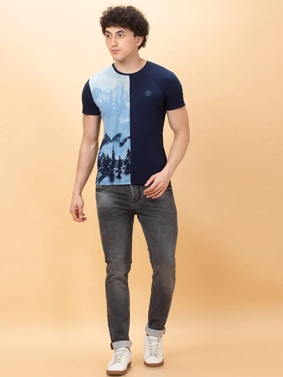 Indigo Slim Fit Round Neck Men's T-Shirt by Being Human Clothing - Image 2