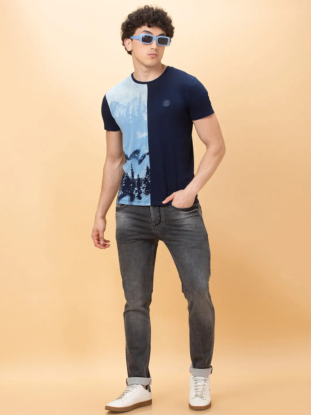 Indigo Slim Fit Round Neck Men's T-Shirt by Being Human Clothing - Image 6