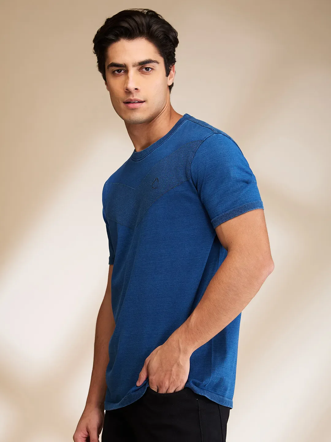 Indigo Regular Fit Round Neck Men's T-Shirt by Being Human Clothing - Image 4