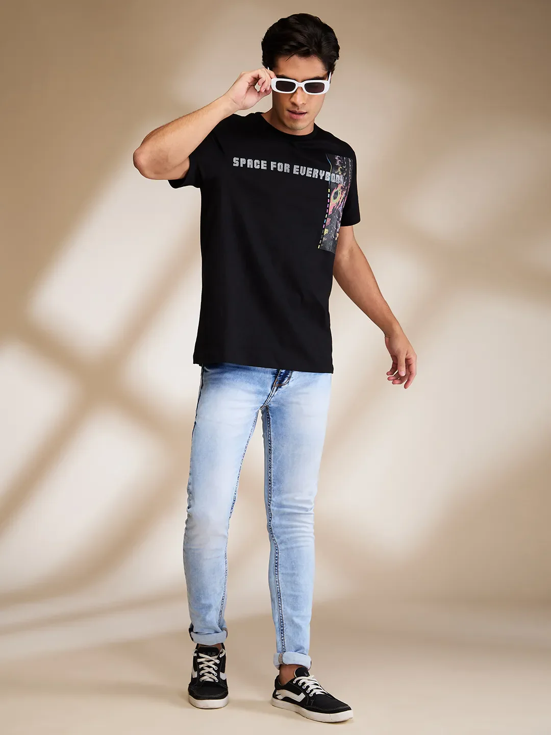 Jet Black Regular Fit Round Neck Men's T-Shirt by Being Human Clothing - Image 6