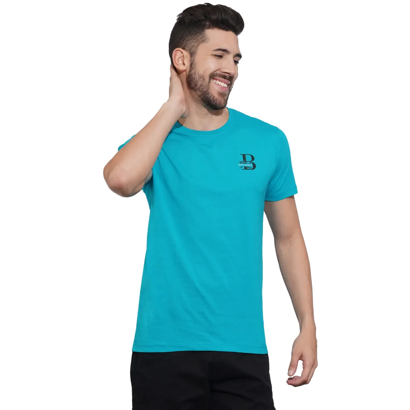 Lake Blue Regular Fit Round Neck Men's T-Shirt by Being Human Clothing - Image 2