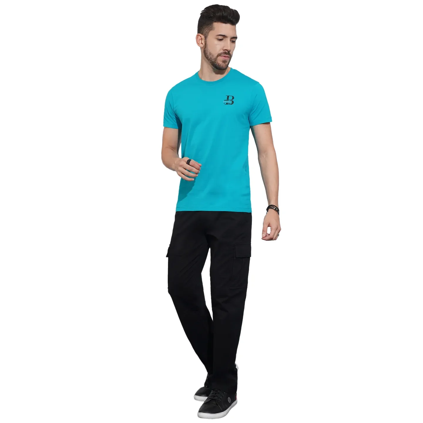 Lake Blue Regular Fit Round Neck Men's T-Shirt by Being Human Clothing - Image 4
