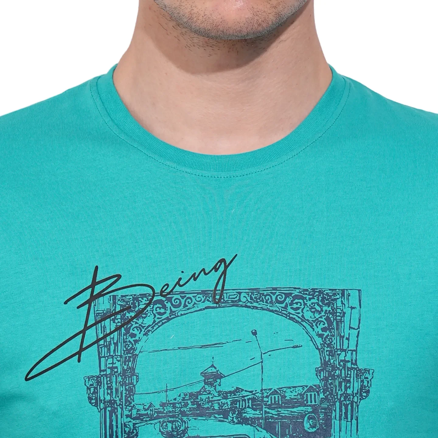Blue Regular Fit Men's Short Sleeves T-Shirt by Being Human Clothing - Image 5