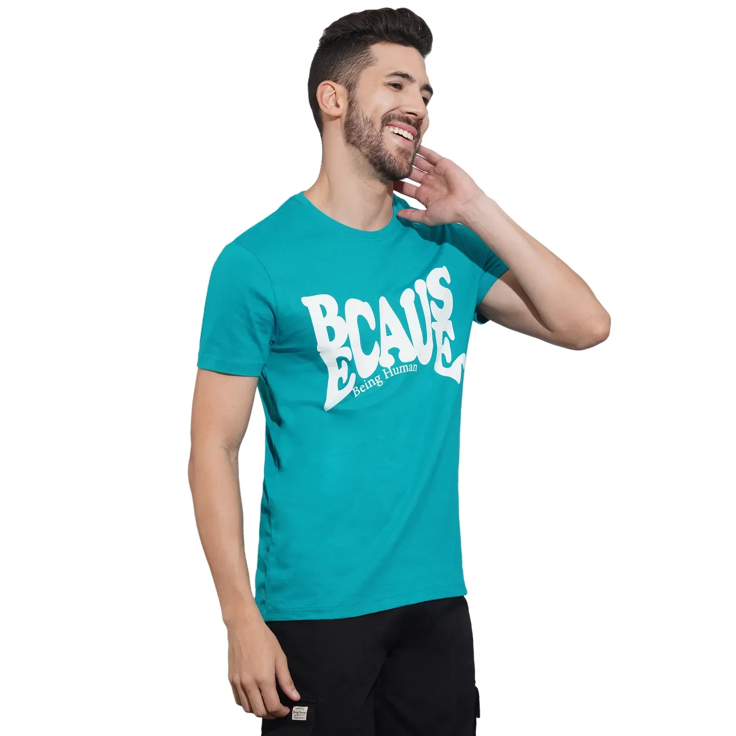 Blue Regular Fit Men's Short Sleeves T-Shirt by Being Human Clothing - Image 2