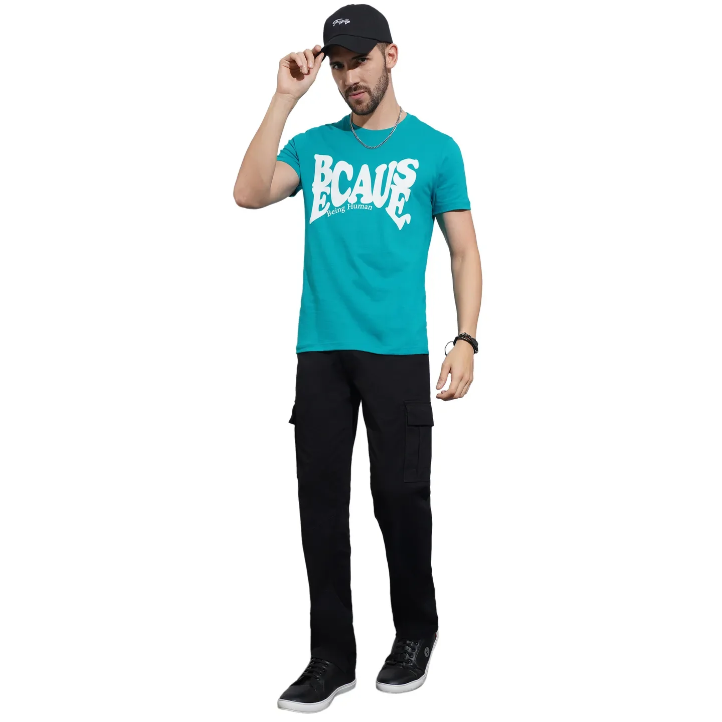 Blue Regular Fit Men's Short Sleeves T-Shirt by Being Human Clothing - Image 4
