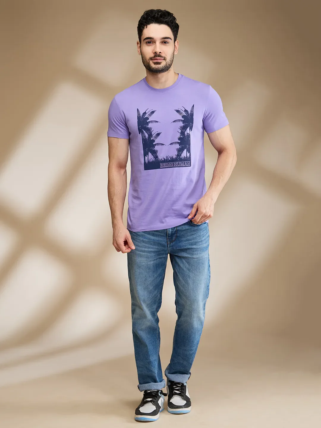Purple Regular Fit Men's Short Sleeves T-Shirt by Being Human Clothing - Image 2