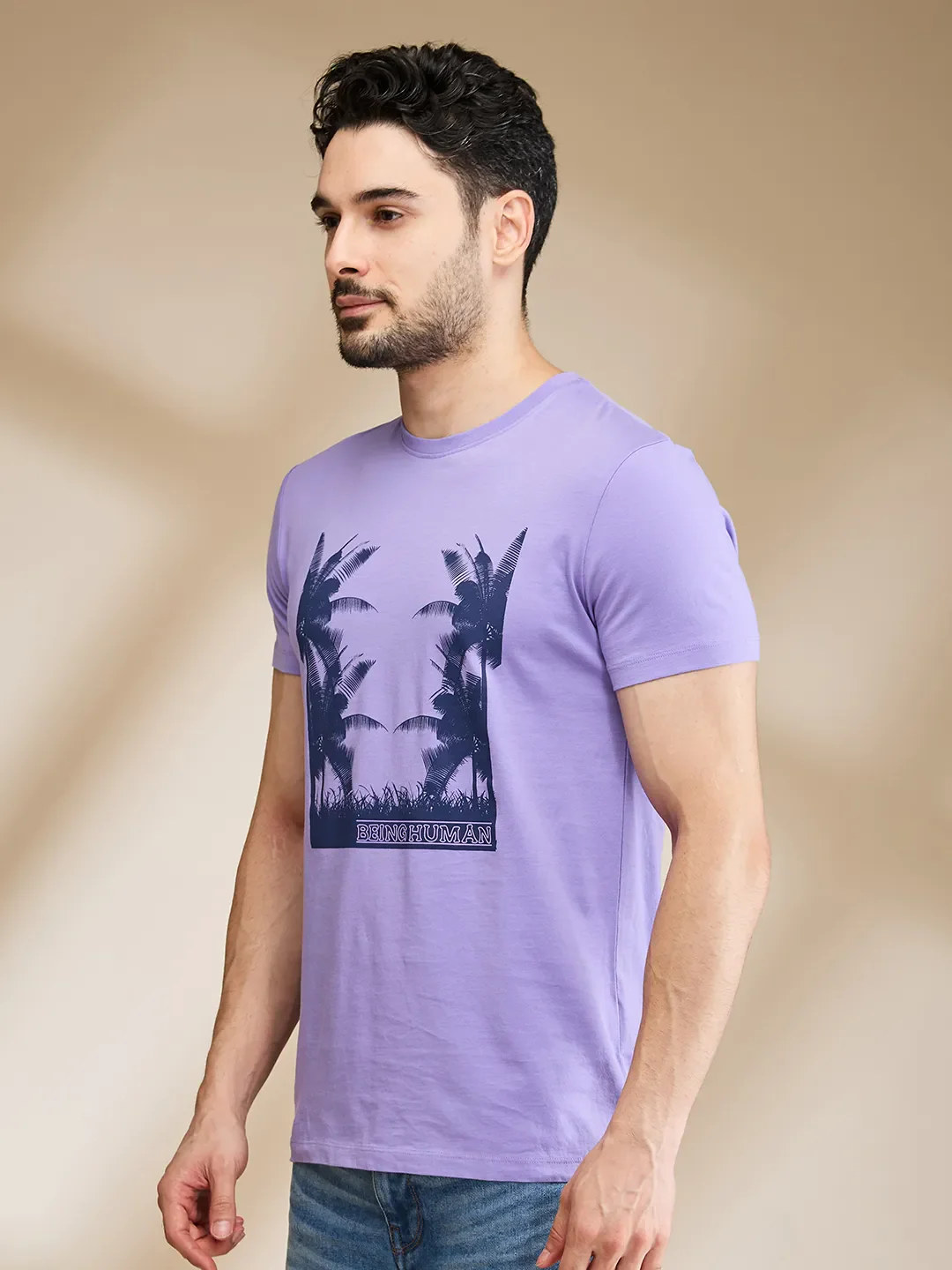 Purple Regular Fit Men's Short Sleeves T-Shirt by Being Human Clothing - Image 4