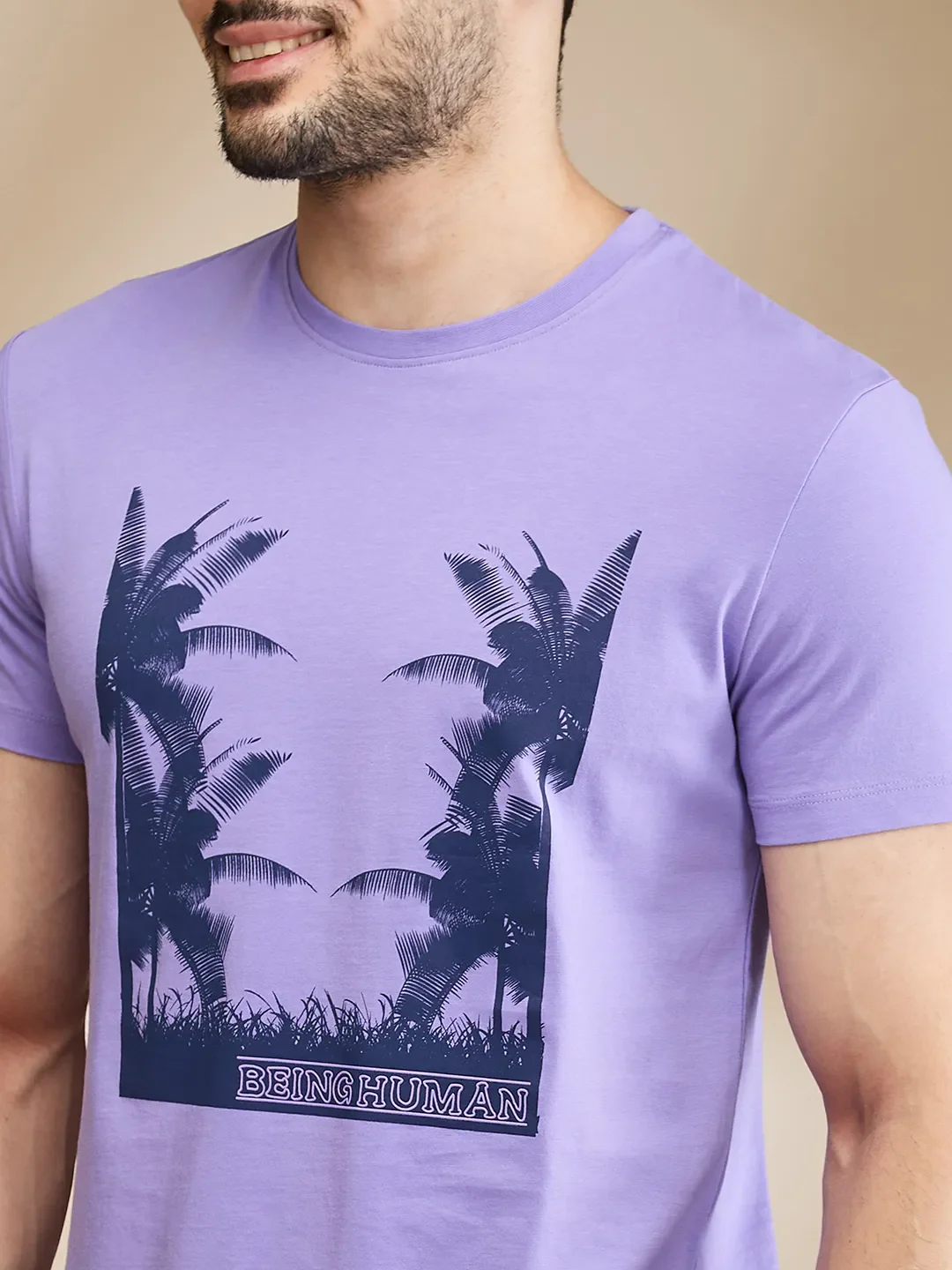 Purple Regular Fit Men's Short Sleeves T-Shirt by Being Human Clothing - Image 5