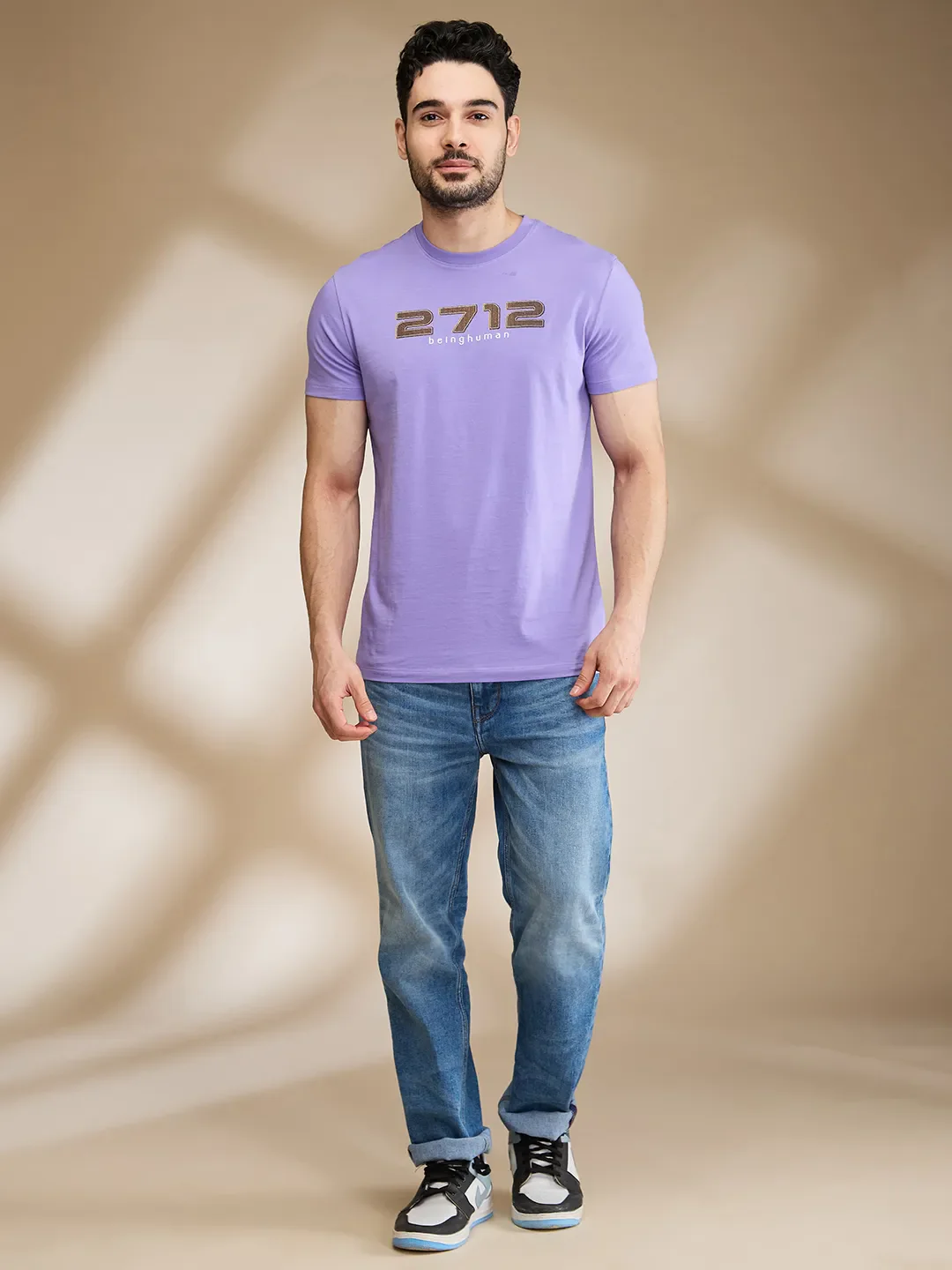 Lavender Regular Fit Round Neck Men's T-Shirt by Being Human Clothing - Image 2