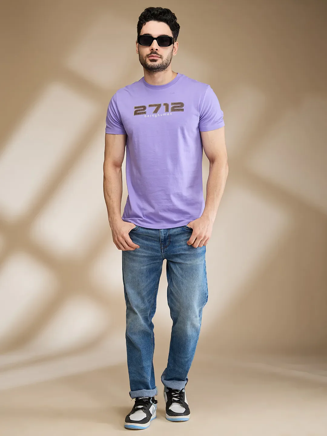Lavender Regular Fit Round Neck Men's T-Shirt by Being Human Clothing - Image 6