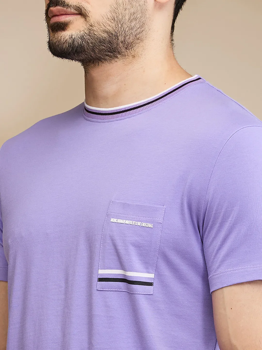 Purple Regular Fit Men's Short Sleeves T-Shirt by Being Human Clothing - Image 5