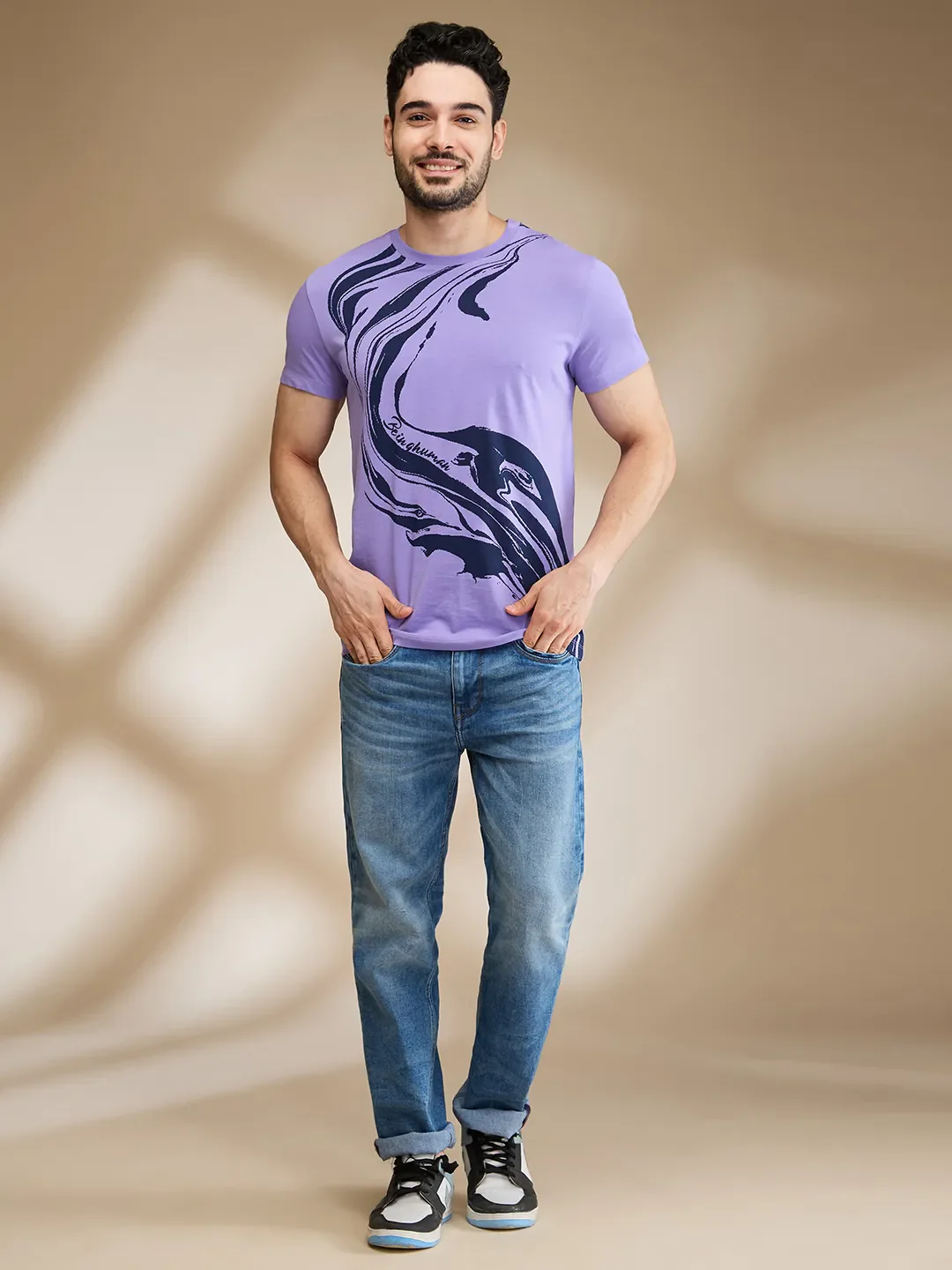 Purple Regular Fit Men's Short Sleeves T-Shirt by Being Human Clothing - Image 2