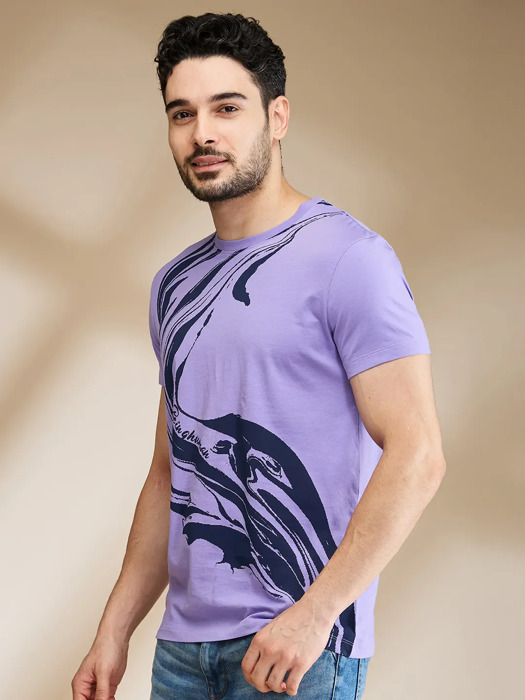 Purple Regular Fit Men's Short Sleeves T-Shirt by Being Human Clothing - Image 4