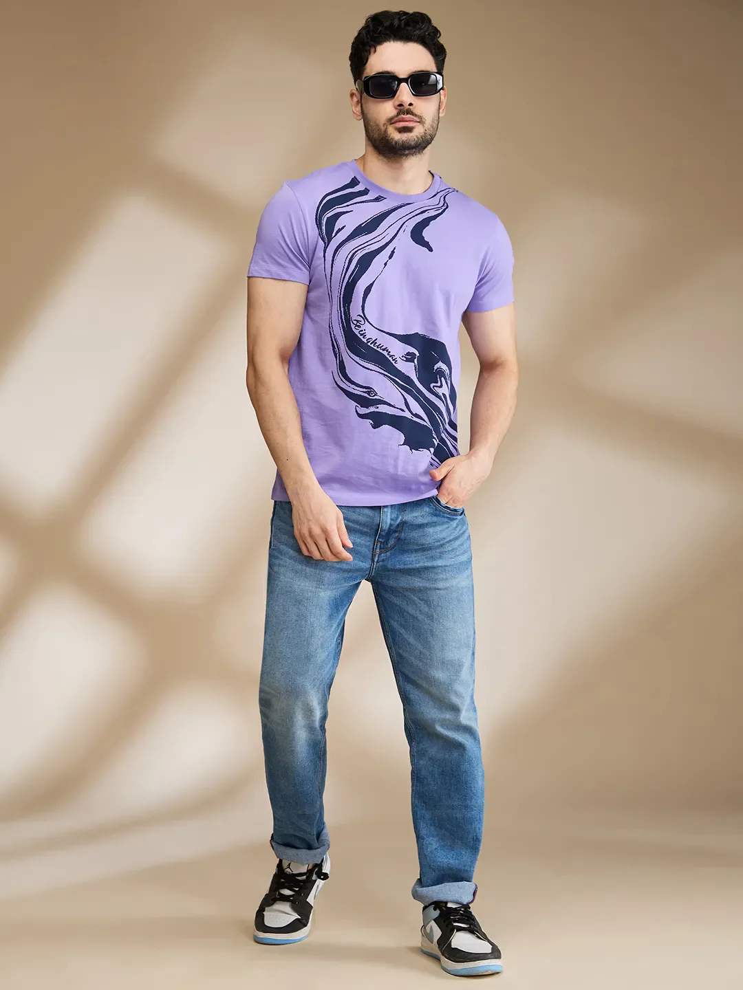 Purple Regular Fit Men's Short Sleeves T-Shirt by Being Human Clothing - Image 6
