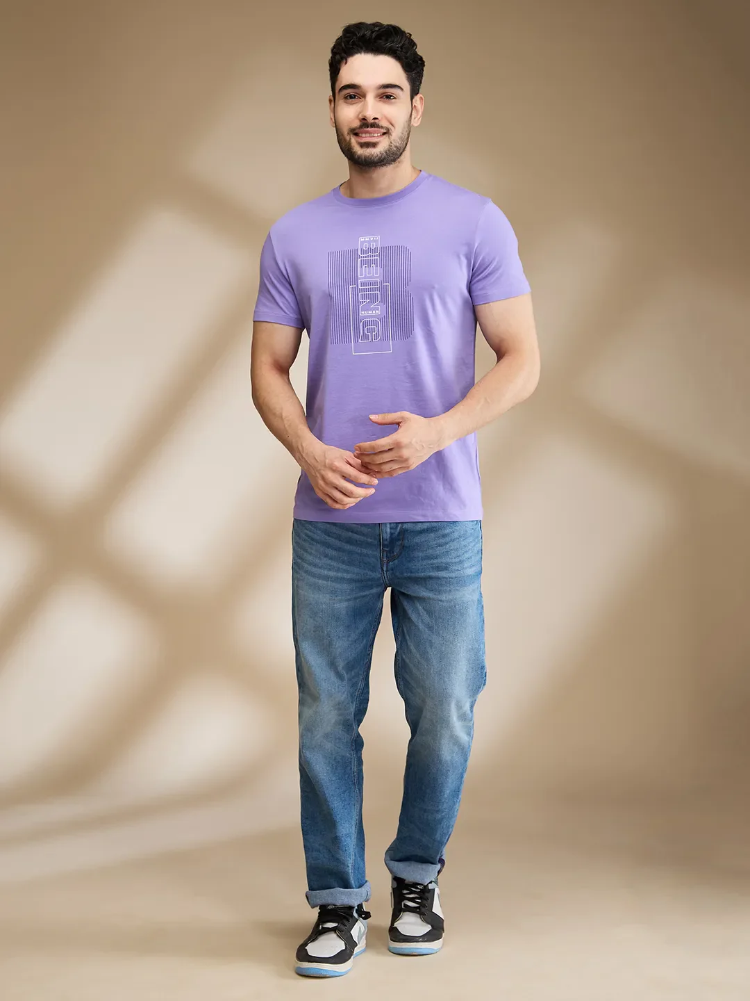 Purple Regular Fit Men's Short Sleeves T-Shirt by Being Human Clothing - Image 2