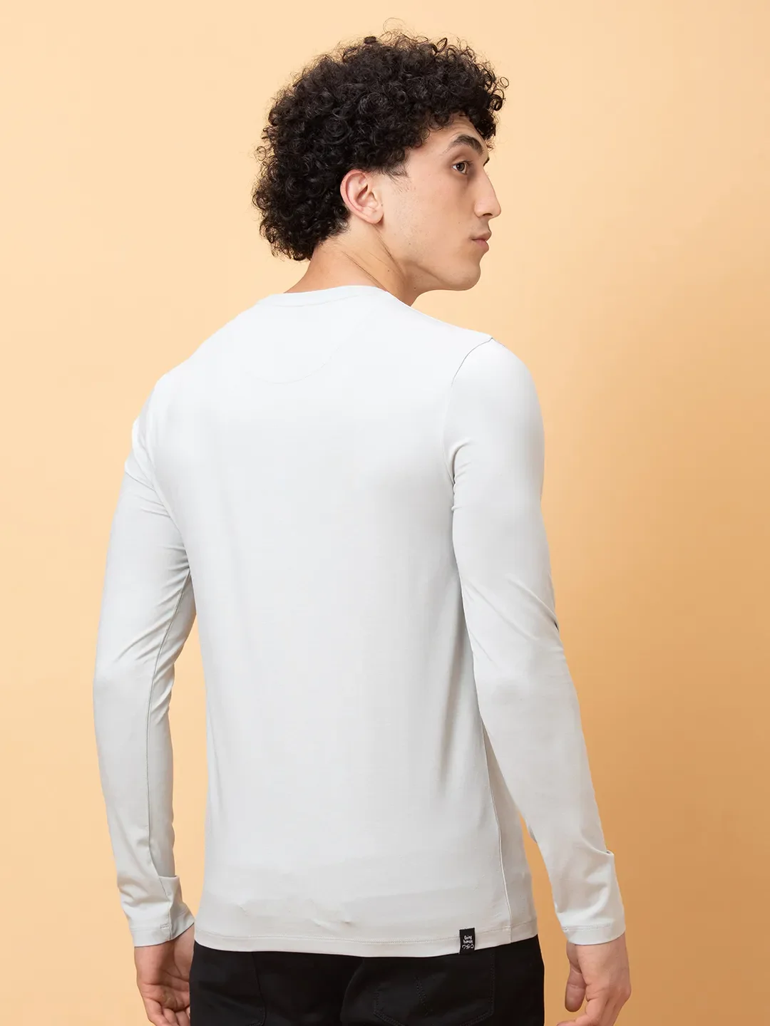 Light Grey Regular Fit Round Neck Men's T-Shirt by Being Human Clothing - Image 3