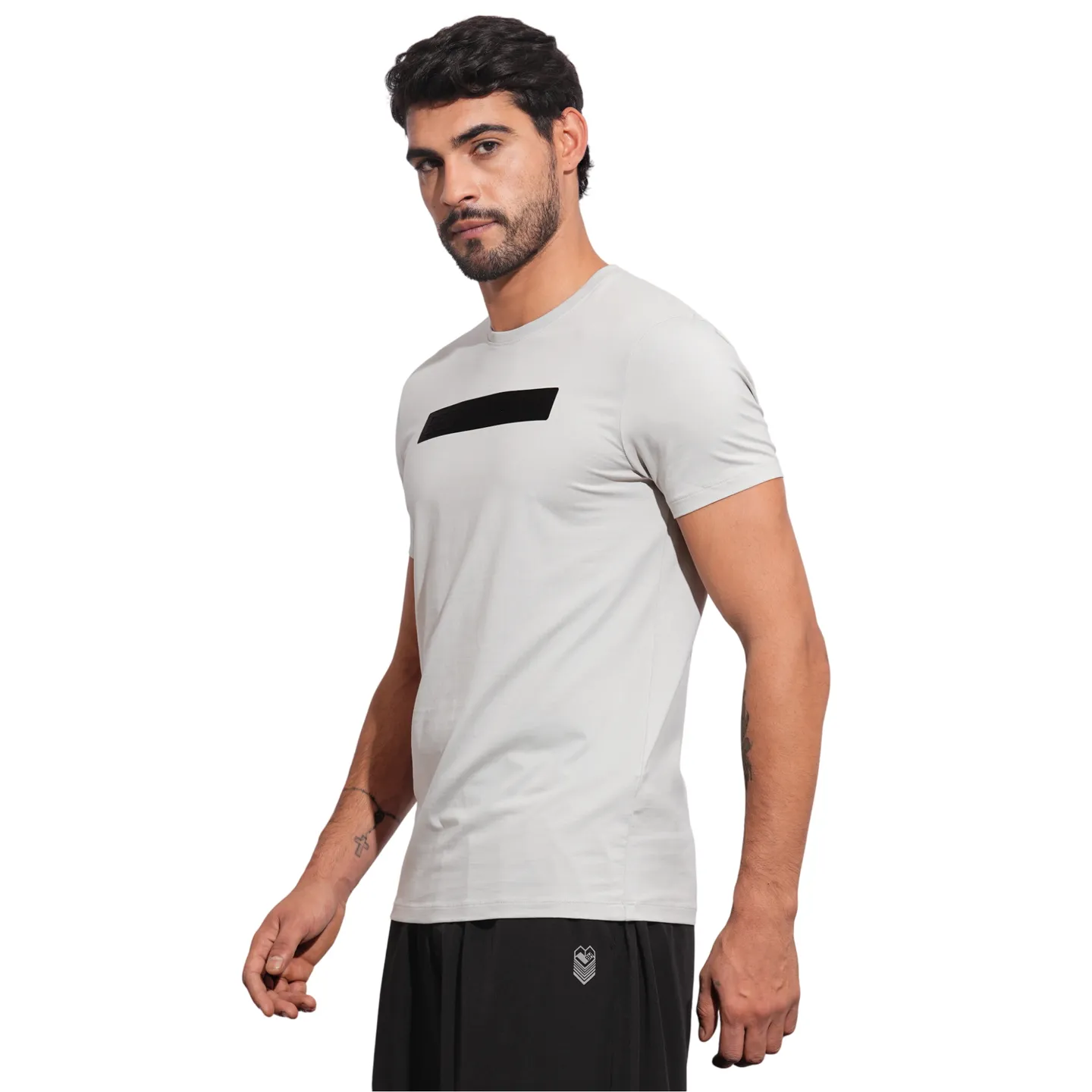 Light Grey Slim Fit Round Neck Men's T-Shirt by Being Human Clothing - Image 2