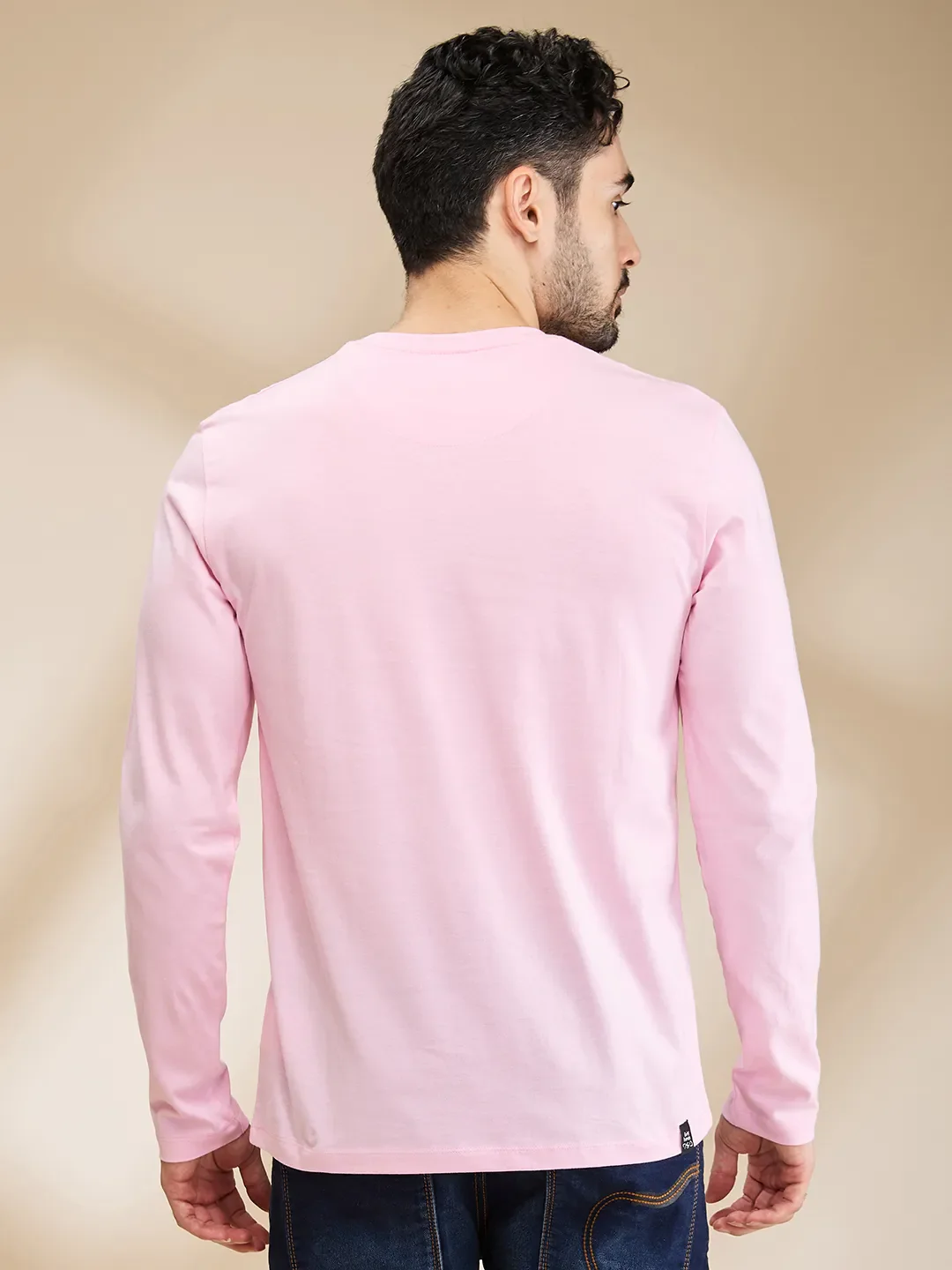 Pink Regular Fit Men's Long Sleeves T-Shirt by Being Human Clothing - Image 3