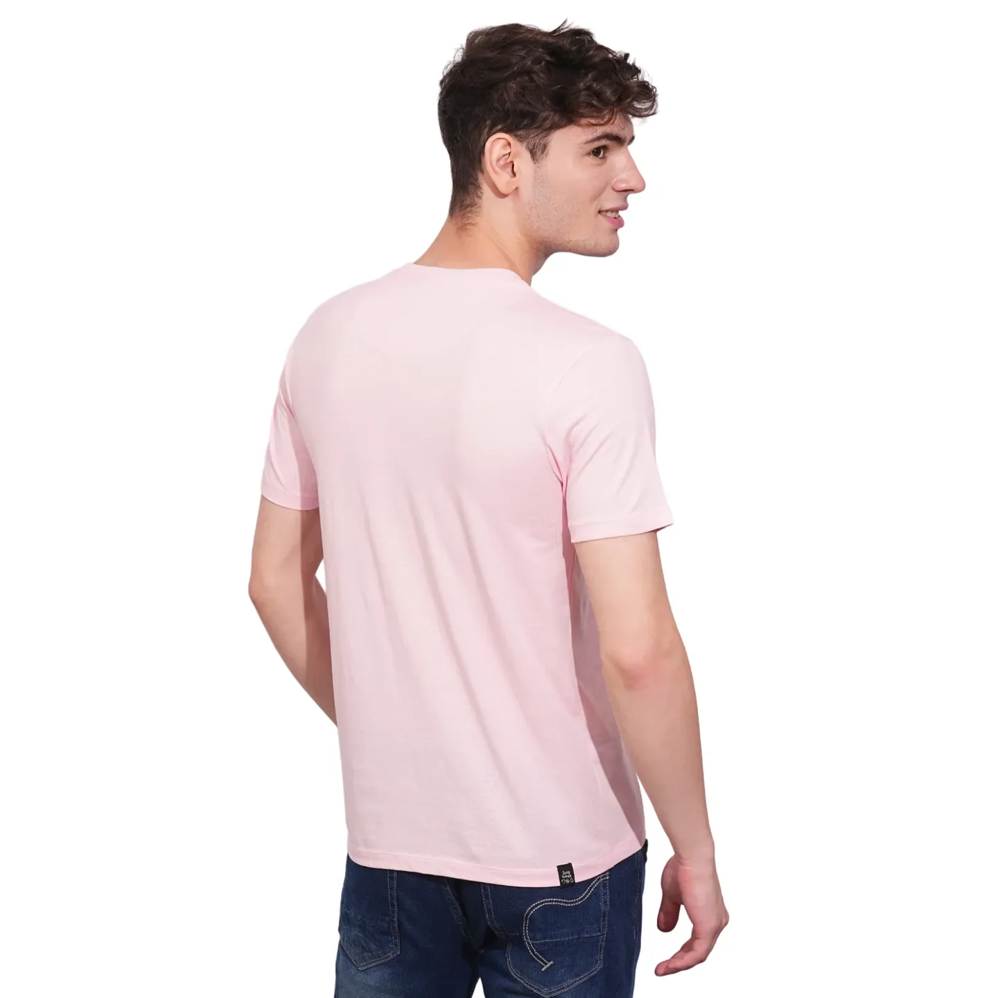 Light Pink Regular Fit Round Neck Men's T-Shirt by Being Human Clothing - Image 3
