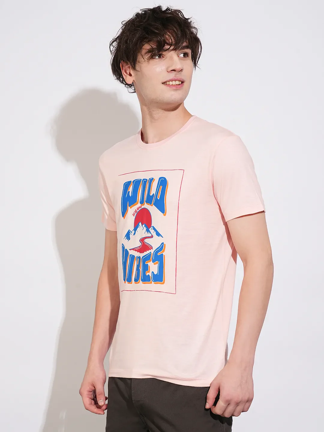 Pink Regular Fit Men's Short Sleeves T-Shirt by Being Human Clothing - Image 2