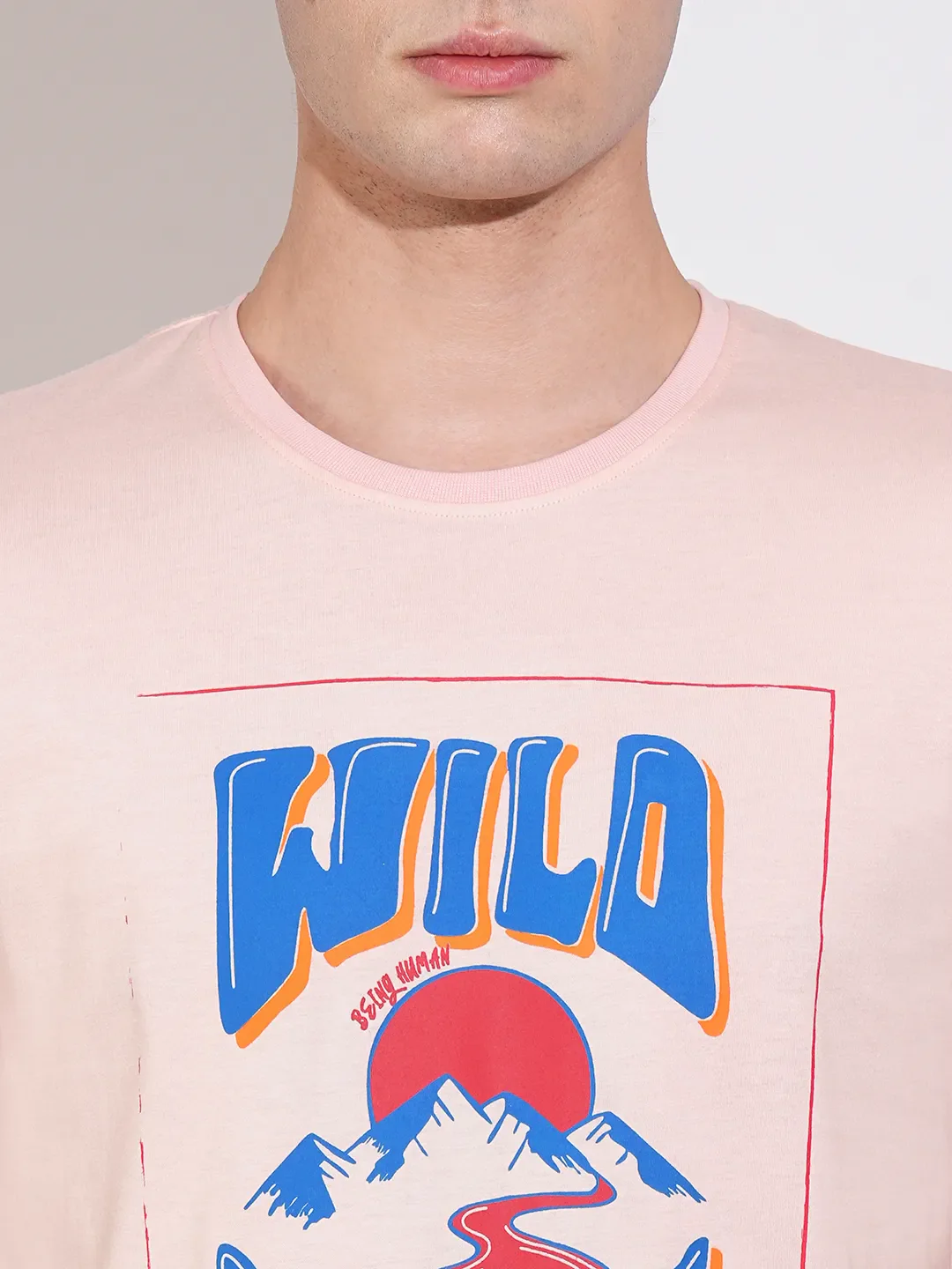 Pink Regular Fit Men's Short Sleeves T-Shirt by Being Human Clothing - Image 5