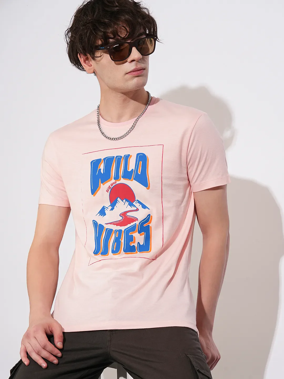 Pink Regular Fit Men's Short Sleeves T-Shirt by Being Human Clothing - Image 6