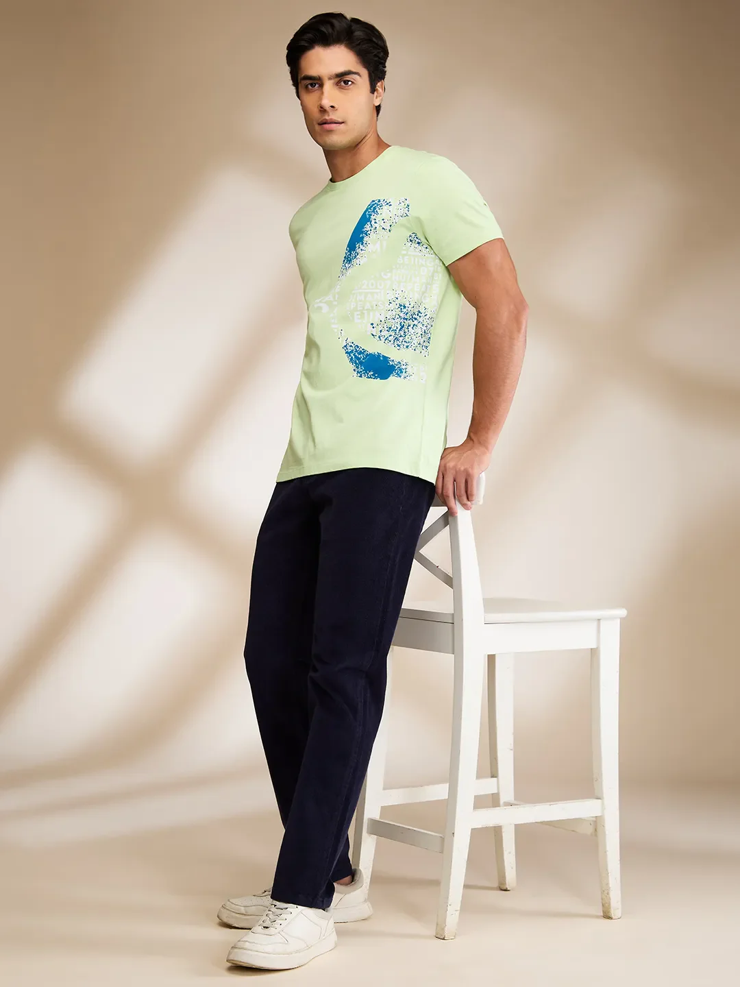 Green Slim Fit Round Neck Men's T-Shirt by Being Human Clothing - Image 6