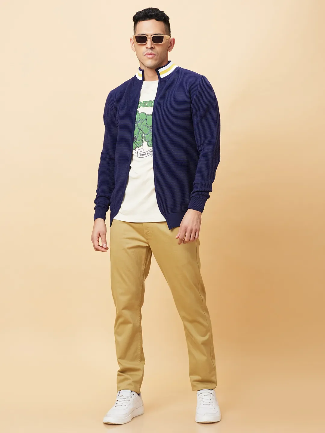 Midnight Blue Regular Fit Round Neck Men's T-Shirt by Being Human Clothing - Image 6
