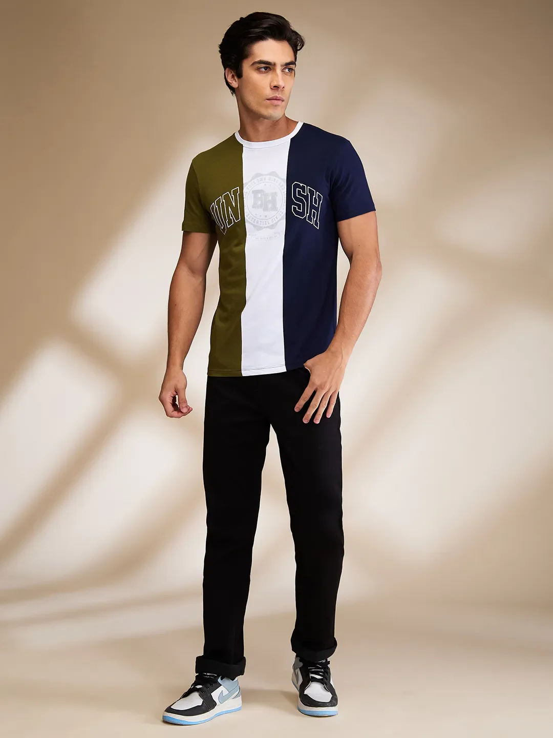 Midnight Blue Regular Fit Round Neck Men's T-Shirt by Being Human Clothing - Image 2