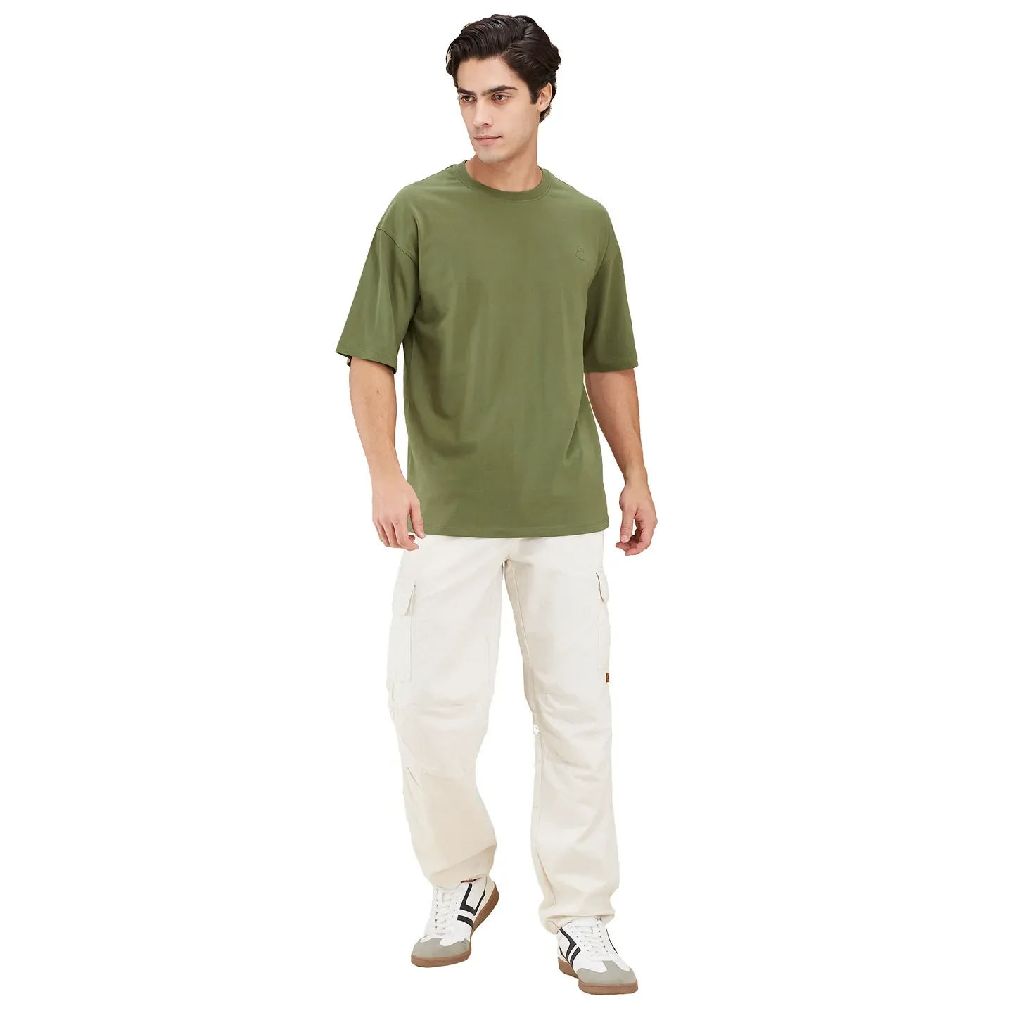Military Green Easy Fit Round Neck Men's T-Shirt by Being Human Clothing - Image 2