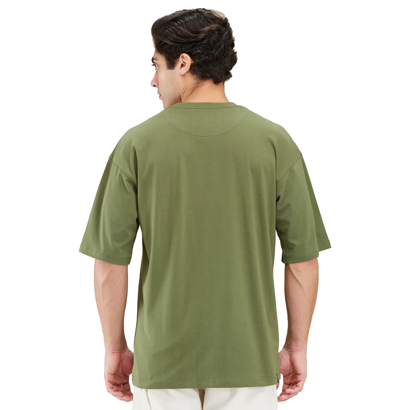 Military Green Easy Fit Round Neck Men's T-Shirt by Being Human Clothing - Image 3