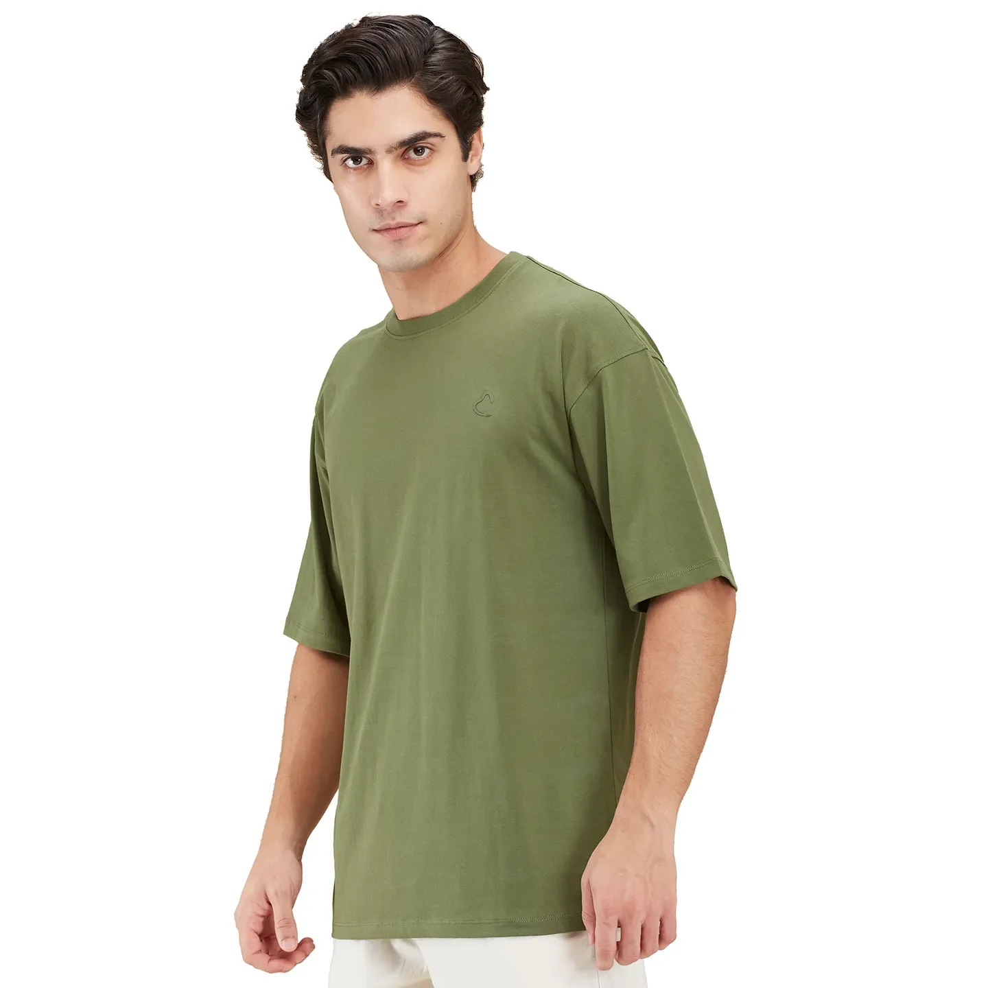 Military Green Easy Fit Round Neck Men's T-Shirt by Being Human Clothing - Image 4