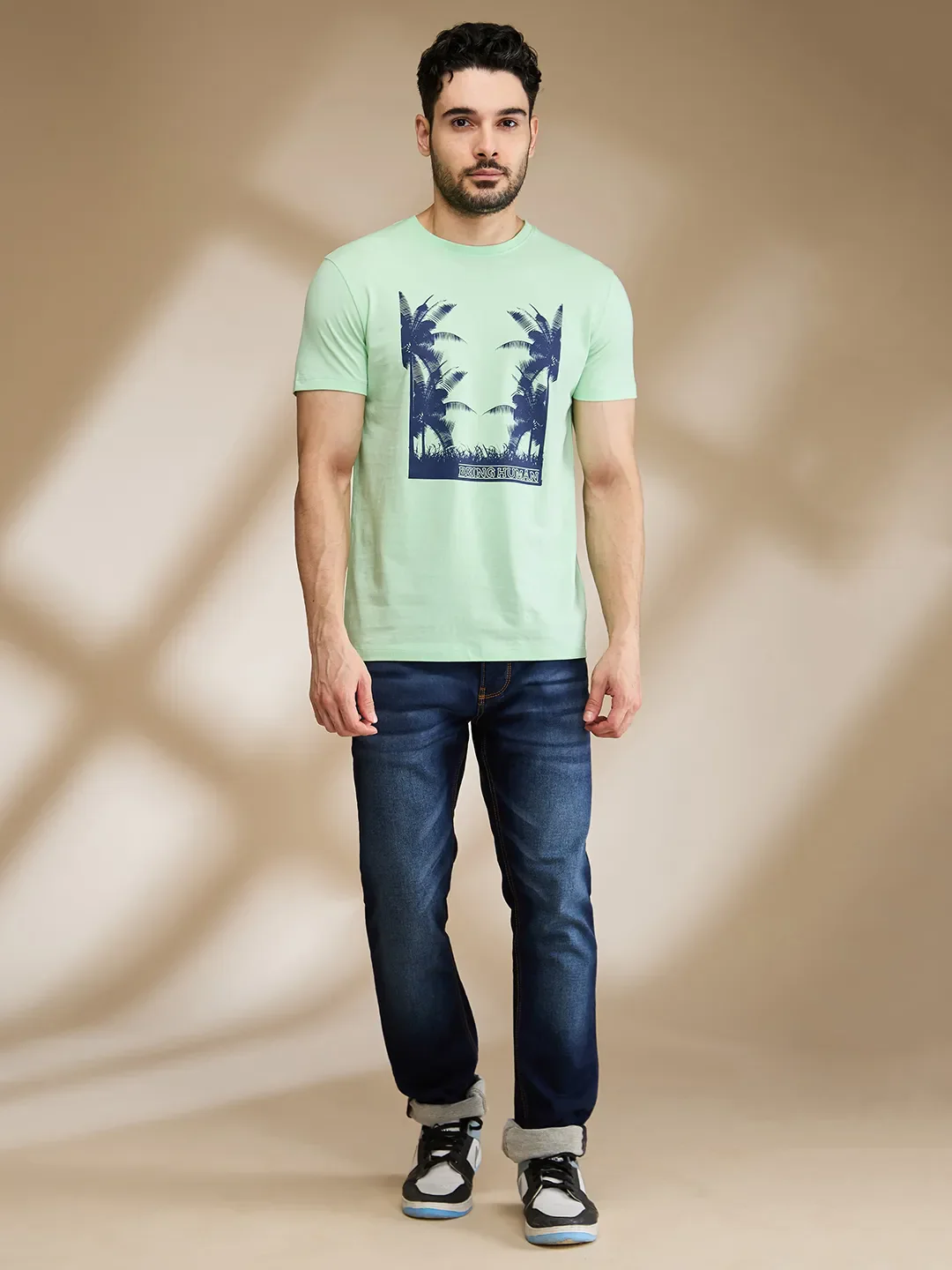 Light Blue Regular Fit Men's Short Sleeves T-Shirt by Being Human Clothing - Image 2