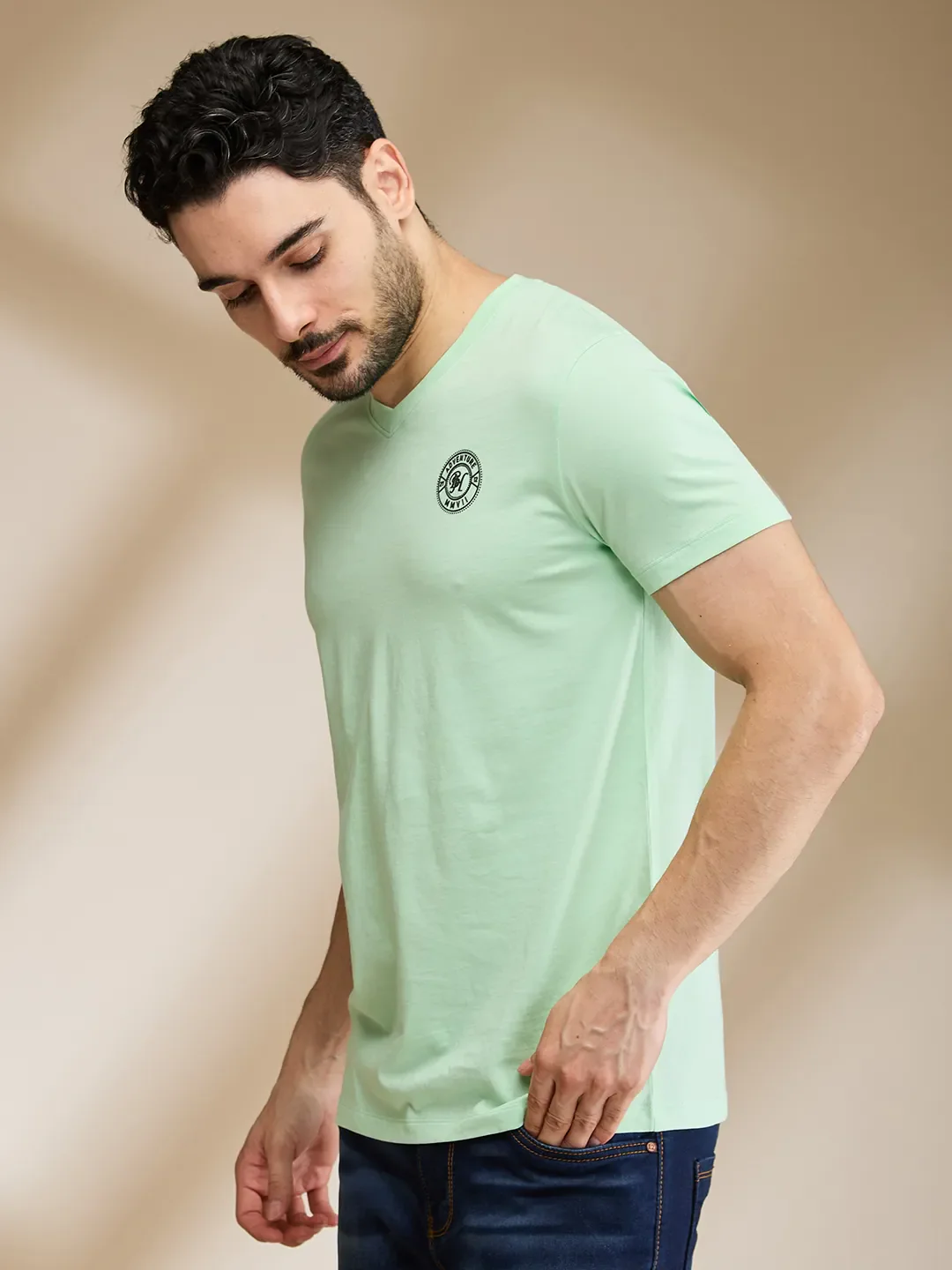 Light Blue Regular Fit Men's Short Sleeves T-Shirt by Being Human Clothing - Image 4