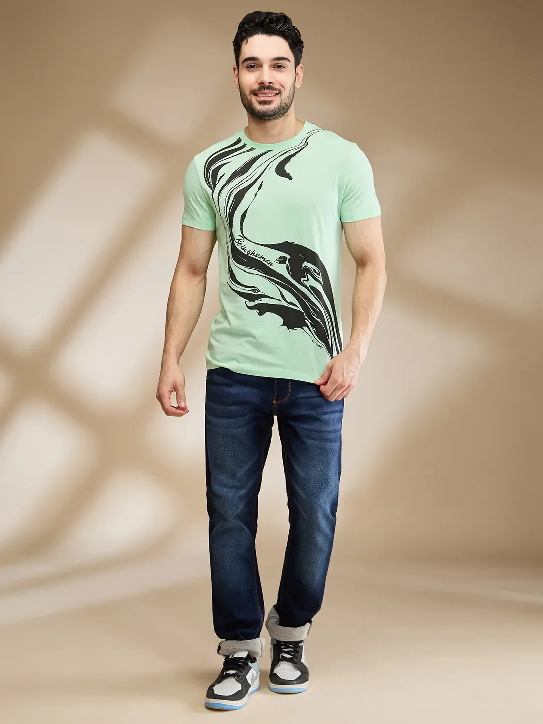Mint Regular Fit Round Neck Men's T-Shirt by Being Human Clothing - Image 2
