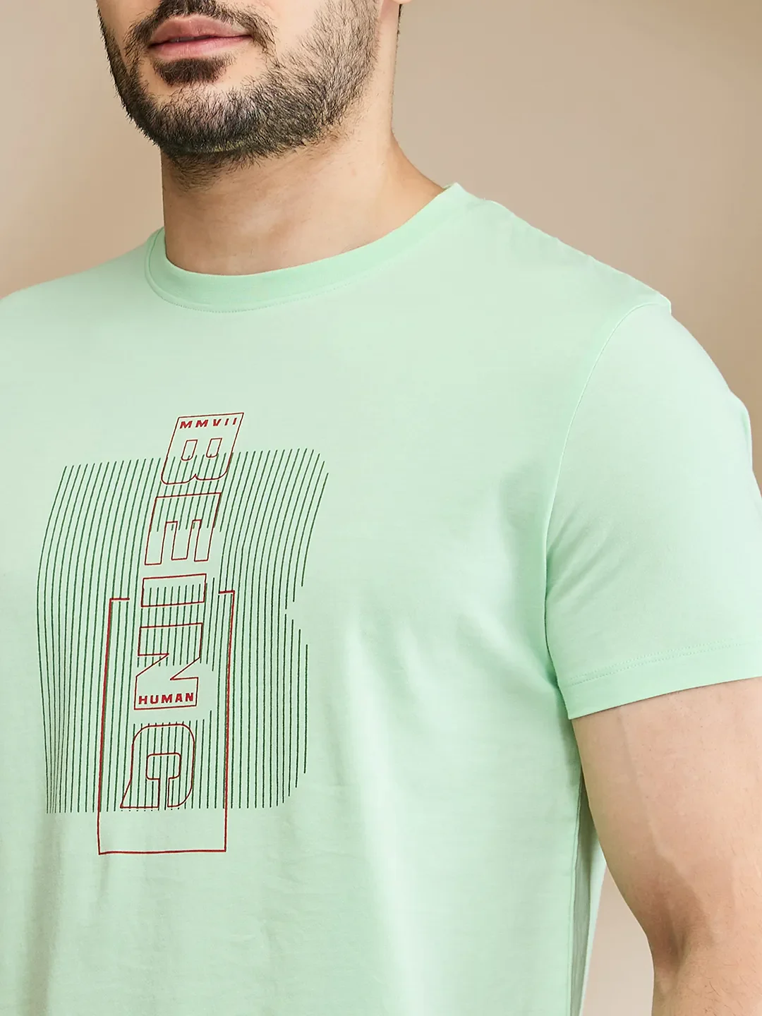 Mint Regular Fit Round Neck Men's T-Shirt by Being Human Clothing - Image 5