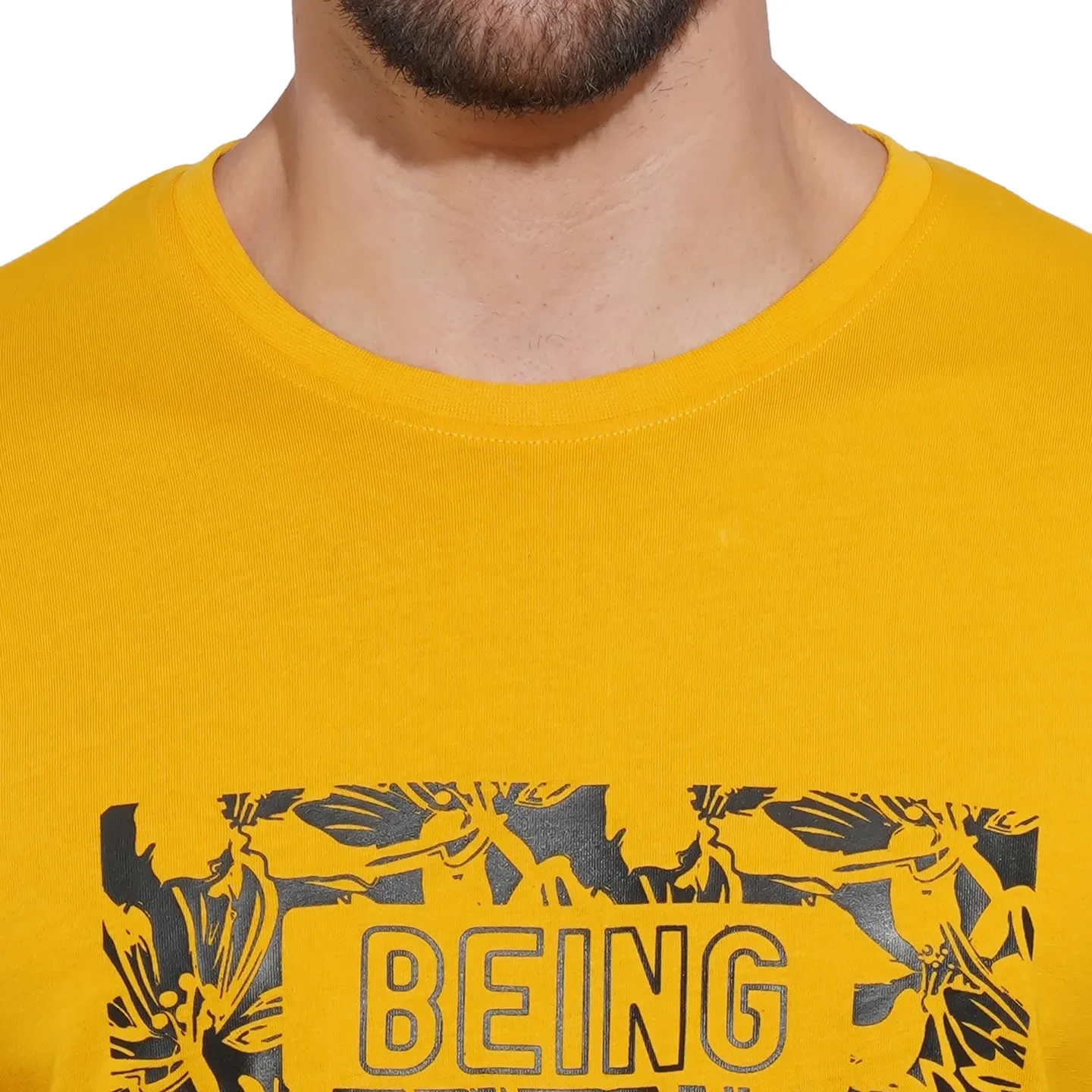 Mustard Regular Fit Round Neck Men's T-Shirt by Being Human Clothing - Image 5